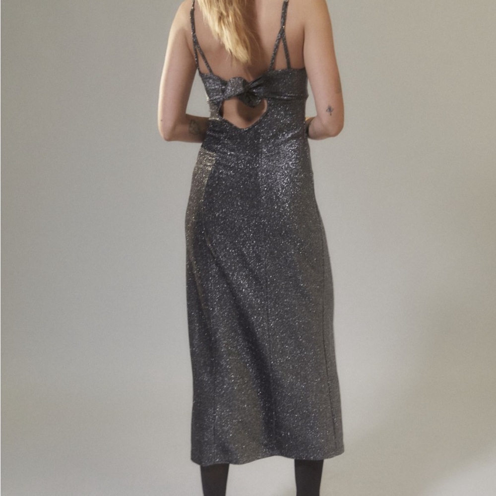 urban outfitters gray silver sparkly calf length dress - Picture 2 of 6